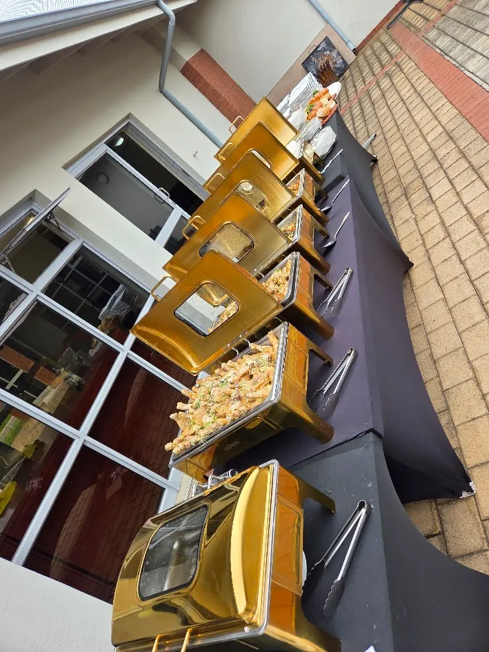 Professional gold chafing dish buffet service in Gauteng